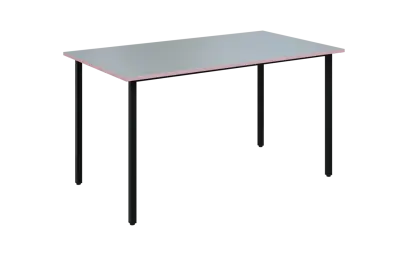 JSB 140N Jídelní stůl 1394 x 800 mm, deska šedá s hranou pastelově růžová / podnož černá